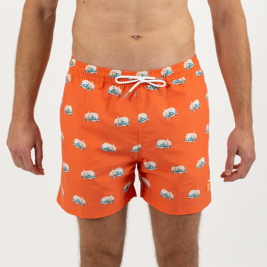 maillot-de-bain-homme-orange-motif-van-face