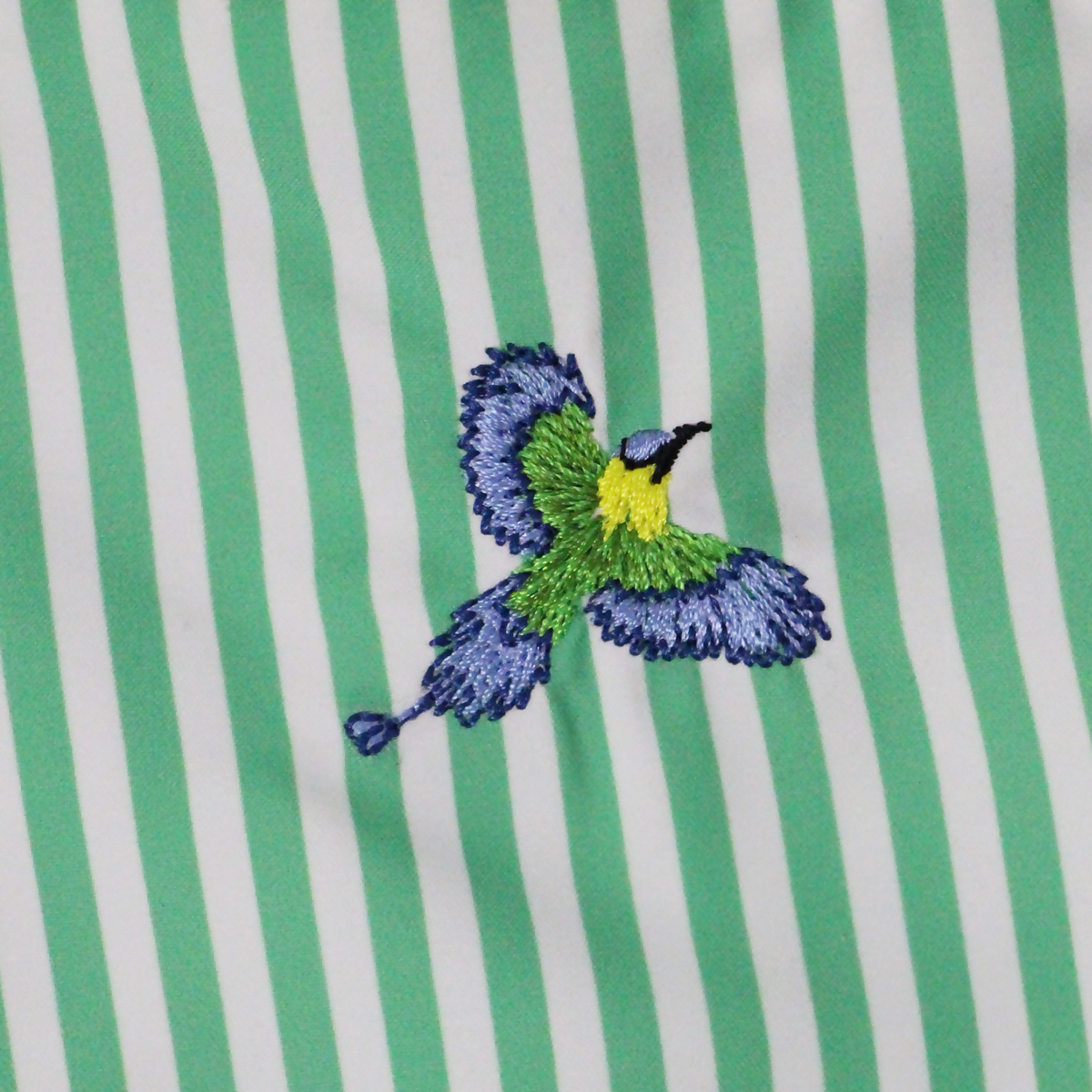 maillot-de-bain-homme-vert-rayé-broderie-oiseau-zoom3